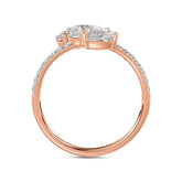 LADIES RING 1 1/4CT ROUND/PEAR DIAMOND 18K ROSE GOLD
